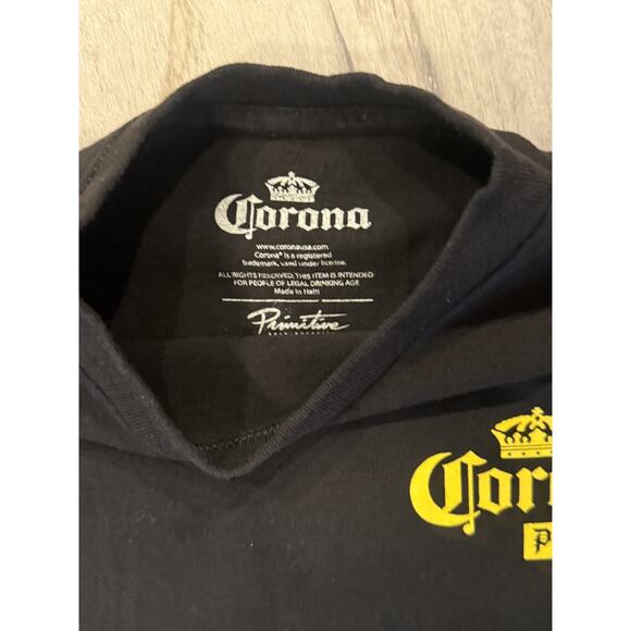 Corona Primitive Shirt Mens Medium Black Graphic Tee Rose Logo Collab Made Italy - Picture 4 of 6